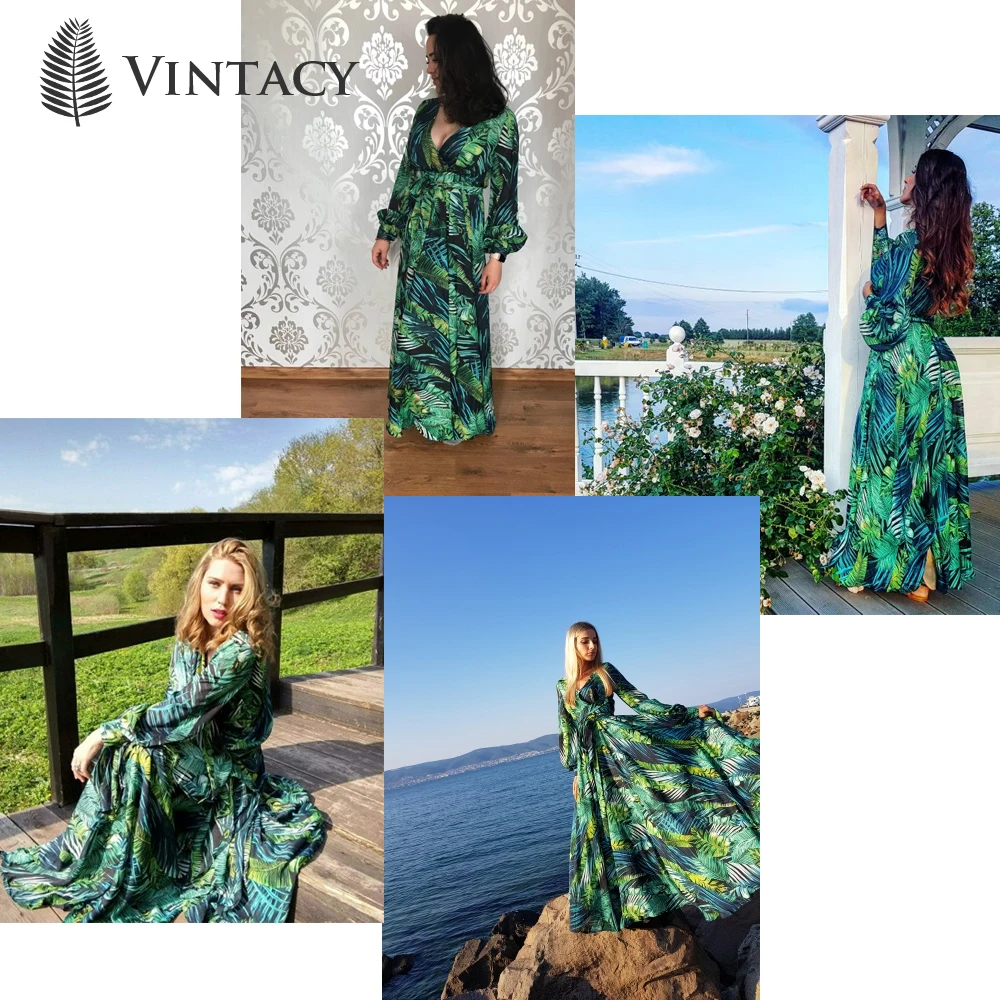 Винтажное платье макси с длинным рукавом и V образным вырезом|plus size dress|sleeve dressvintage