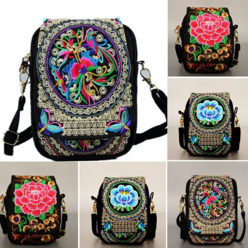 

Fashion Women Shoulder Floral Embroidered Clutch Purse Backpack Ladies Handbags Small Messenger Cross Pouch Travel Organizer