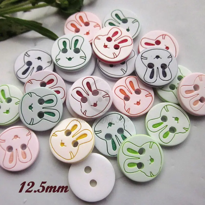 480pcs 12.5mm 2 holes Mixed color laser rabbit sewing buttons high