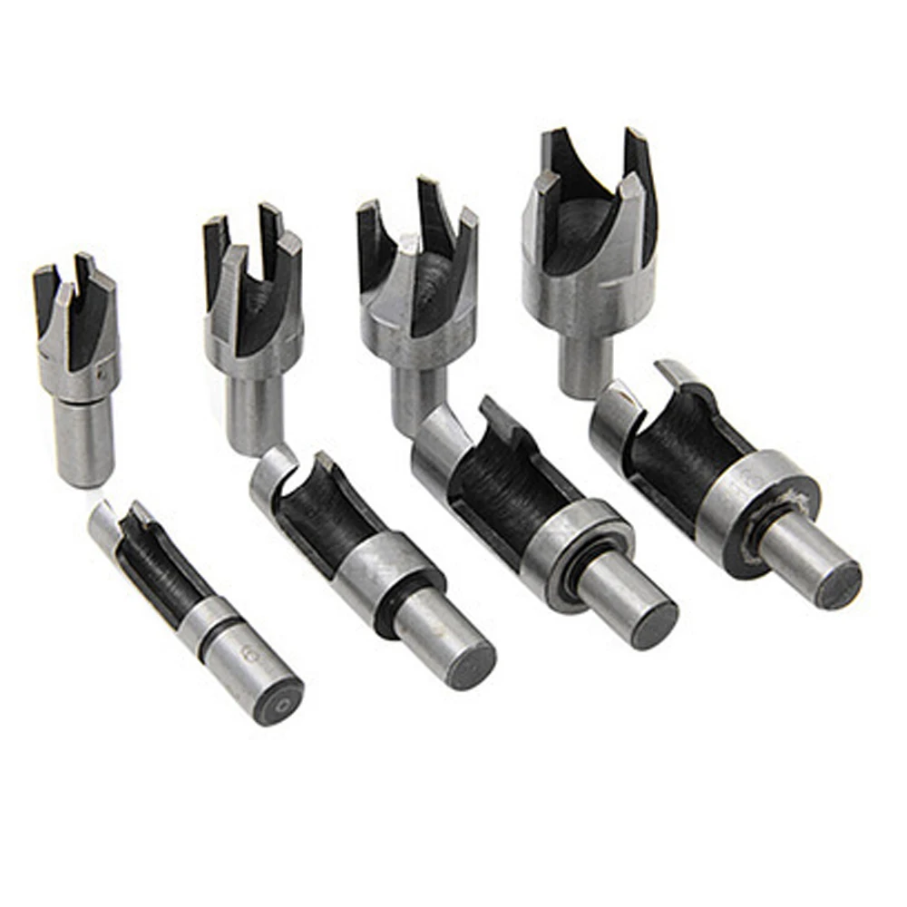 8pcs/Set 5/8" 1/2" 3/8" 1/4" Woodwork Plug Cutting Drill Bit Set Claw Cork Carpentry Carbon Steel Shan Claw Cork Drill