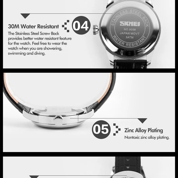 Мужские кварцевые наручные часы люксовый бренд кожаные деловые повседневные модные часы мужские часы водостойкие SKMEI Relogio Masculino Relojes