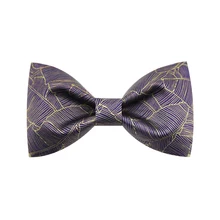 Новинка; ; Модный мужской галстук бабочка с принтом для мужчин и женщин; замужний Жених в английском стиле с золотым листом