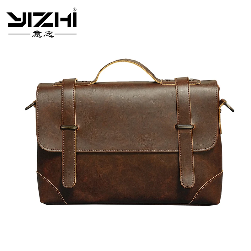YIZHI 2018 бизнес для мужчин's портфели Высокое качество искусственная кожа сумка 12 дюймов Сумка для ноутбука Hasp открытие Tote