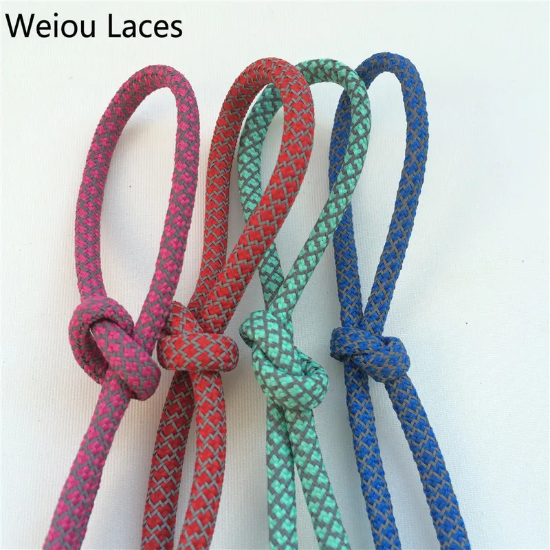 Weiou Safty 3M Reflective Round Rope Shoe Laces Sports Night Walk Running Shoestrings Adjustable For Boots Sneakers Basketball