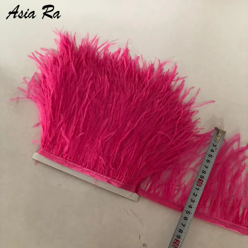 

Asia Ra Factory Sales 42 color stocks available 10M deep Pink Ostrich feather trims 10-15cm 4-6inch width diy sewing materitals