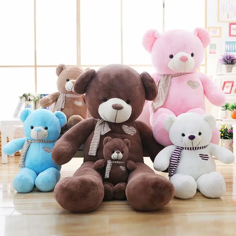 

Scarf Teddy Bear Plush Stuffed with Heart Soft Teddy Bear Plush Doll Kids Huggable Animals Teddy Toy Pink/White/Brown/Blue