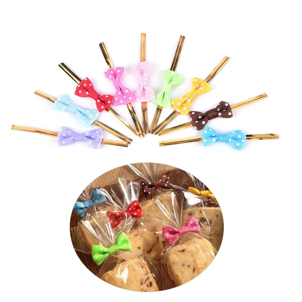 

20Pcs/Pack Metallic Twist Wire Tie Bowknot Candy Cookie Cake Cello Bag Wedding Party Birthday Decoration Supplies
