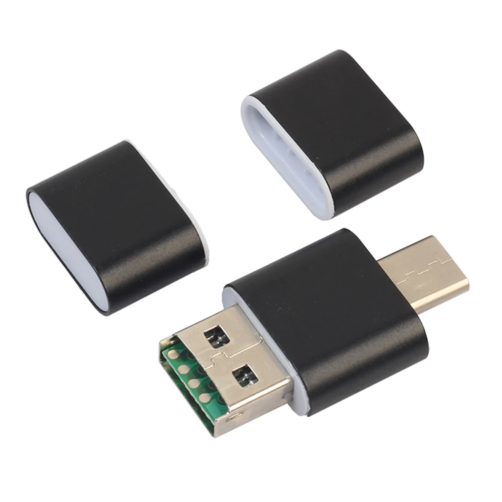 Кард-ридер из алюминиевого сплава двойного назначения OTG type-C USB2.0 2 в 1 OTG адаптер Максимум 128 Гб SD карта TF флэш-кардридер Прямая поставка - Цвет: Black