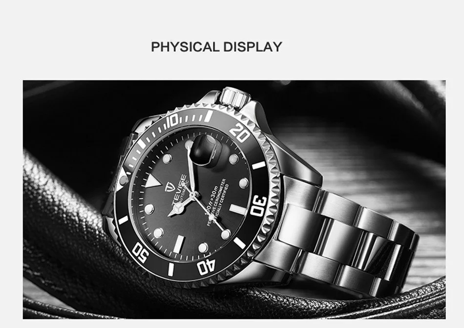 TEVISE Green Watch Men Automatic Mechanical Anti-Scratch Rotatable Outer Ring Waterproof Luminous Mens Watches Top Brand Luxury most accurate mechanical watch