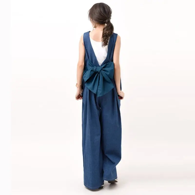 Summer Office Ladies Korean Style Black Jumpsuits Women Plus Size Loose Wide Legs Backless Bowknot Female Elegant Rompers Summer Office Ladies Korean Style Black Jumpsuits Women Plus Size Loose Wide Legs Backless Bowknot Female Elegant Rompers