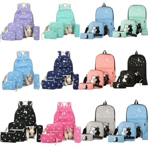 

4PCS Waterproof Girl School Bags For Teenagers Backpack Women Shoulder Bags
