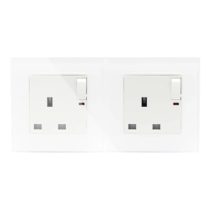 Buy Manufacturer, UK 2 Gang 1 Way Push Button Wall Switch With 13A Socket