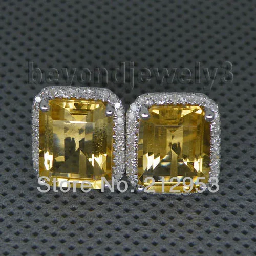 Vintage Emerald Cut 8x10mm 14kt White Gold Yellow Citrine Earrings Vintage Emerald Cut 8x10mm 14kt White Gold Yellow Citrine Earrings Diamond Earring For E0003 In From Jewelry Accessories On