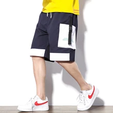 Летние Стильные мужские карго шорты Уличная Хип Хоп карманы Лоскутные шорты для бега ABZ401