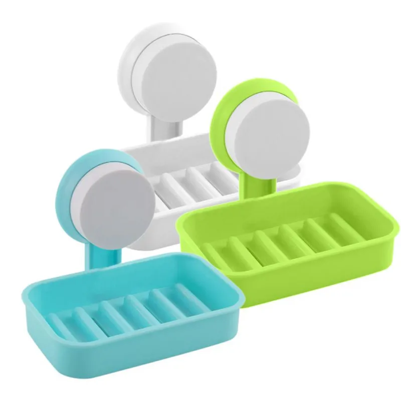 Bathroom Shower Soap Box Dish Storage Plate Tray Holder Case Suction Blue5