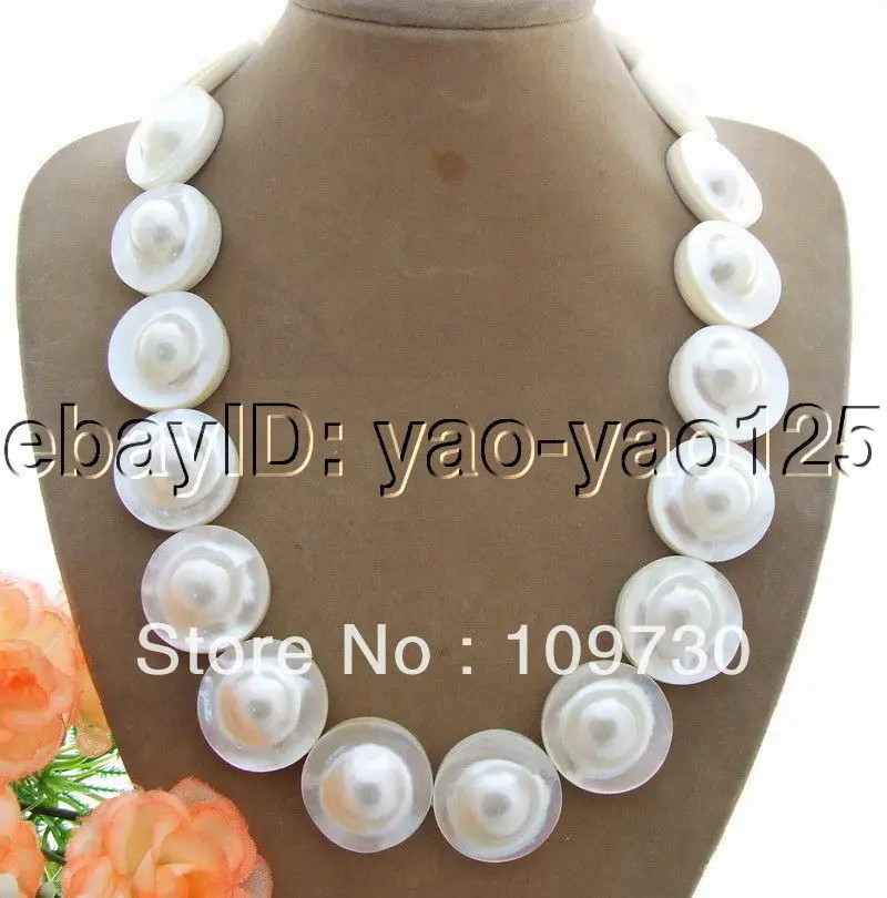 

Jewelry 00120935 Natural 22MM White Mabe Pearl Necklace