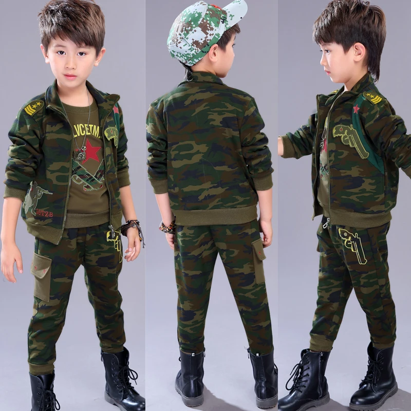 

3 Pcs Sets 2019 Spring Fall Children's Camouflage Suit Boys Fashion Sport Clothing Set Male Kids Military Uniform Tracksuit A330