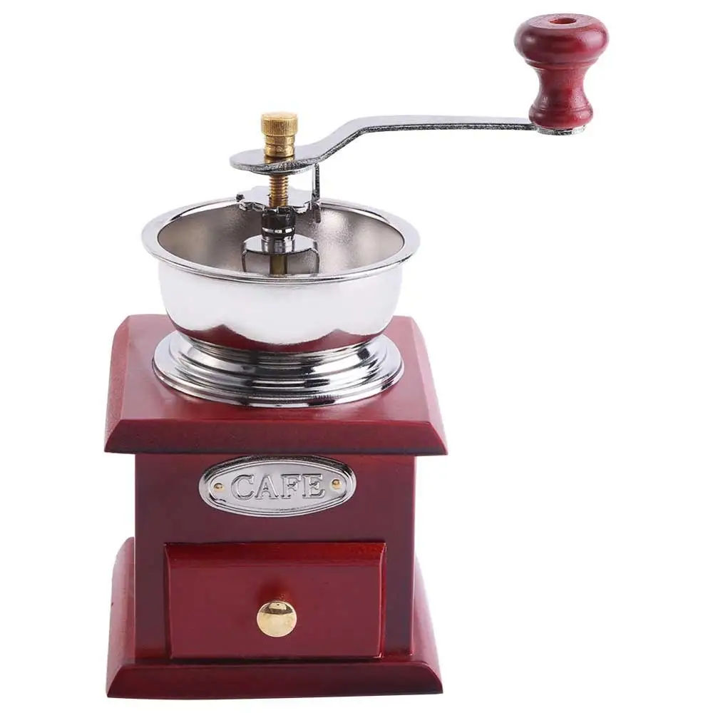 Винтажная ручная кофемолка с керамическим механизмом, Ретро деревянная кофейная мельница для украшения дома, кофемолка, шлифовальные инструменты - Цвет: Темный хаки