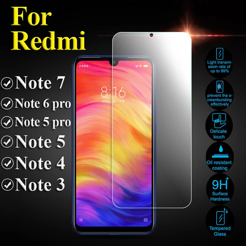 Защитное стекло для xiaomi redmi note 7 6 5 pro 4 закаленное note7 note5 note4 ksiomi xiaomei xiomi Защитная