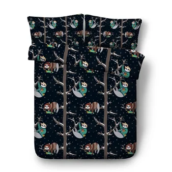 

3pcs lovely cartoon sloth duvet covers sets for kids HD Digital print bedding Single Double Queen King size bed sheets 3d boys