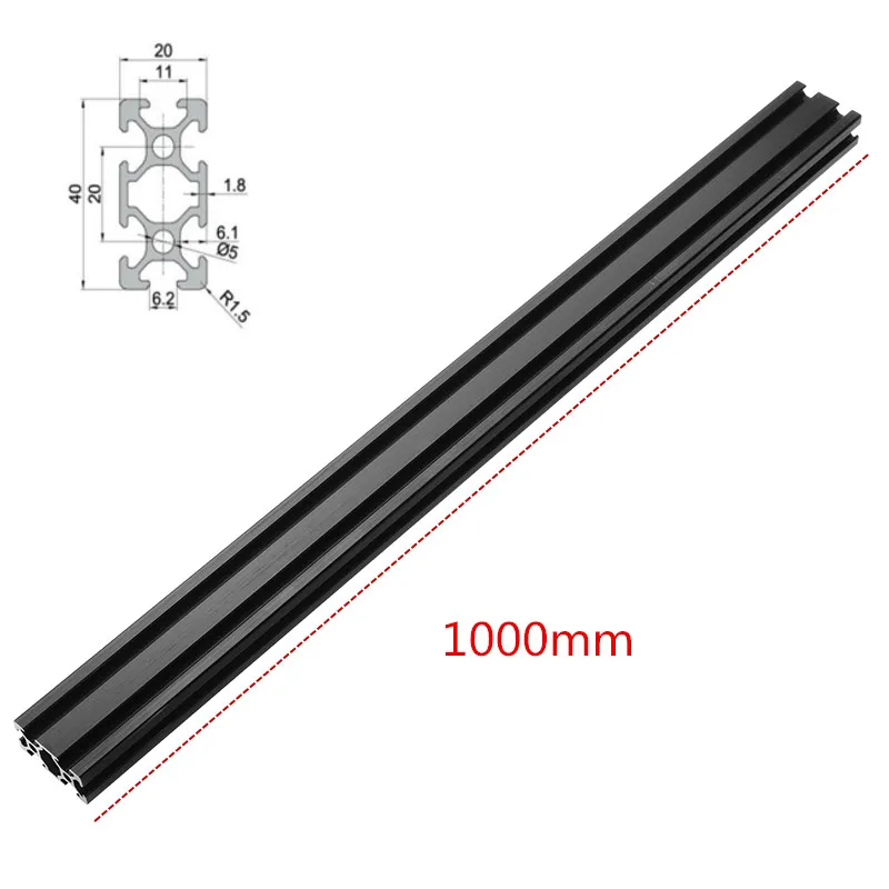 

Black Anodized 1000mm Length 2040 T-Slot Aluminum Profiles Extrusion Frame for CNC 3D Printer Plasma Lasers Stands Furnitur