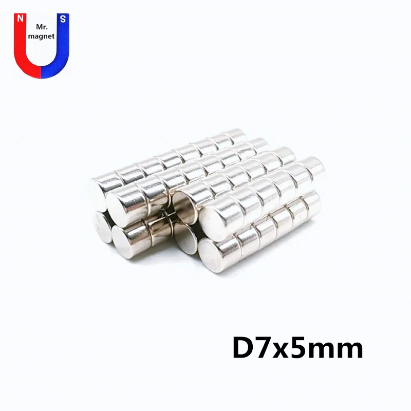 

200pcs 7x5 mm Neodymium Magnet 7*5 Super Strong Powerful Permanent Magnetic Magnets 7mm x 5mm Small Round NdFeB Cylinder