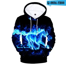 3D Hoodie Fire Horse Starry Sky Rainbow Space Star Print Hoody Moletom Long Sleeve 3D Hoodie Kids Oversized Print Hoodie Hooded