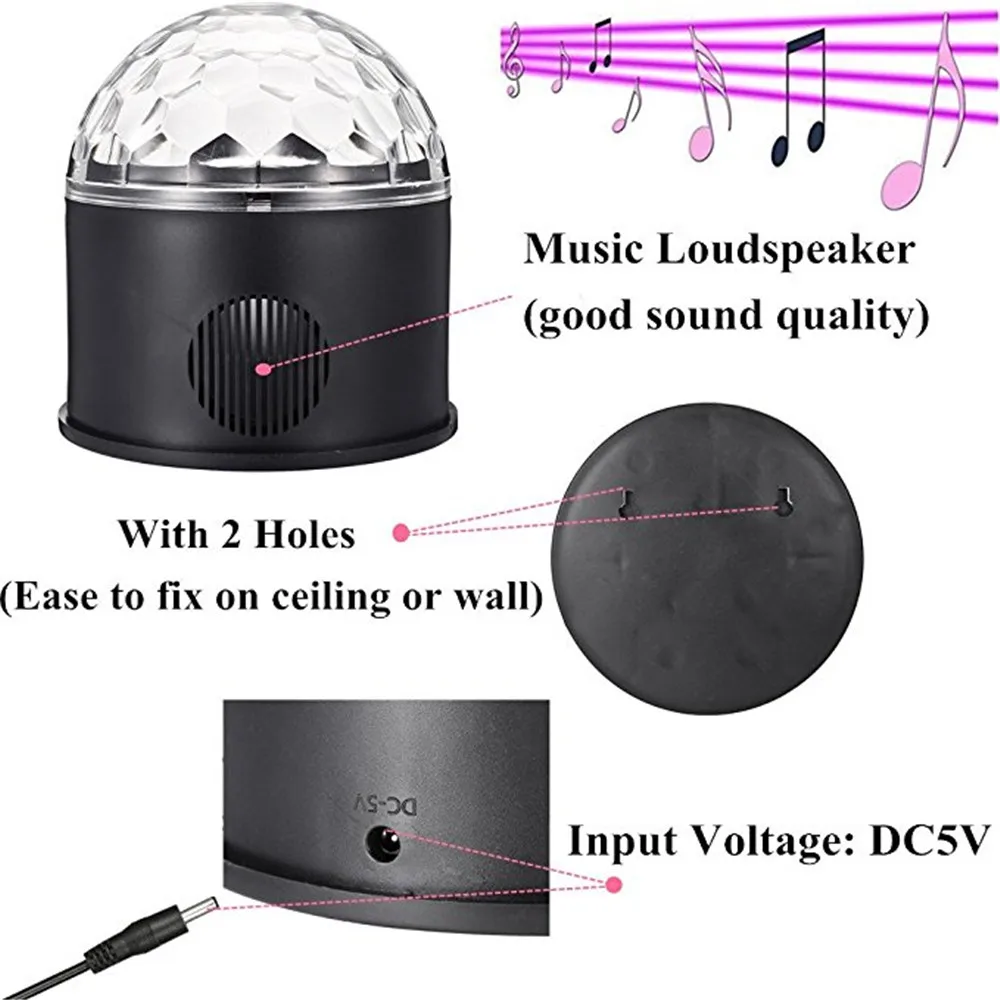 Светодиодный диско-шар вечерние светильник s стробоскопический светильник 9 цветов 9 Вт звуковой активированный DJ светильник s сценический светильник s беспроводное соединение телефона с пультом дистанционного управления