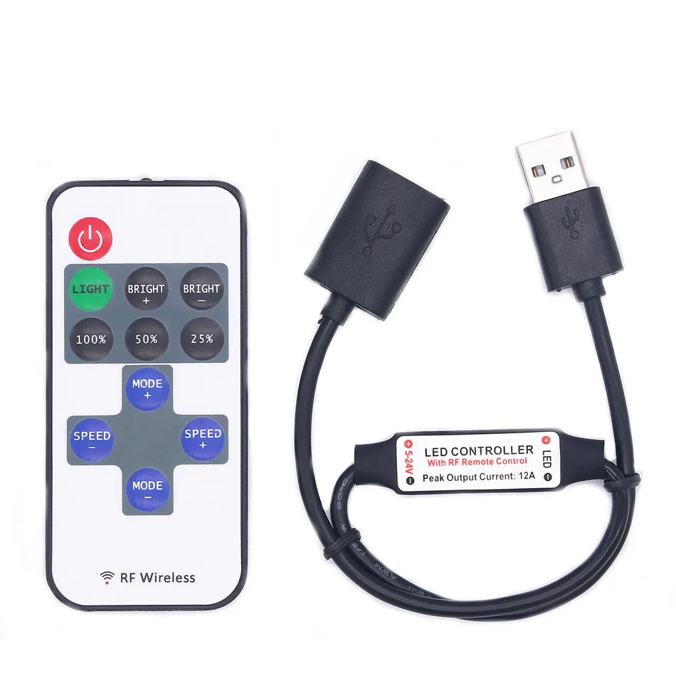 CLAITE DC5-24V 11 клавиш мини USB RF беспроводной диммер пульт дистанционного управления светодиодный пульт дистанционного управления для одноцветной полосы