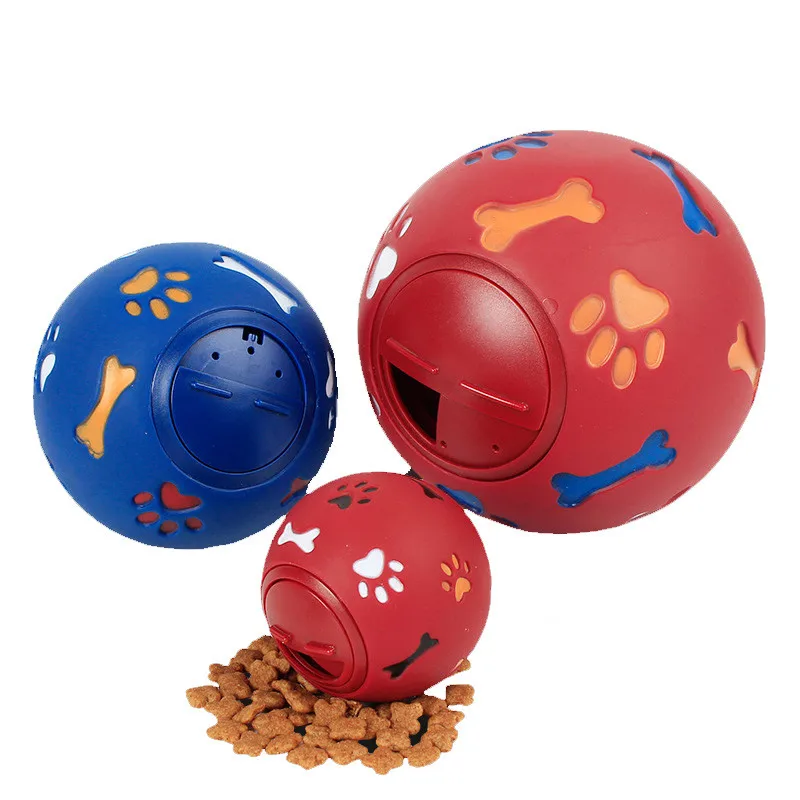 

Dog Toy Rubber Ball Chew Dispenser Leakage Food Play Ball Interactive Pet Dental Teething Training Toy Blue Red 2019 New Arrival
