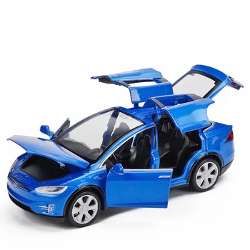 

New 1:32 Tesla MODELX90 Car Models With Sound Light Pull Back Kids Toys brinquedos Gifts White/Blue/Red/Black Diecast Car Model