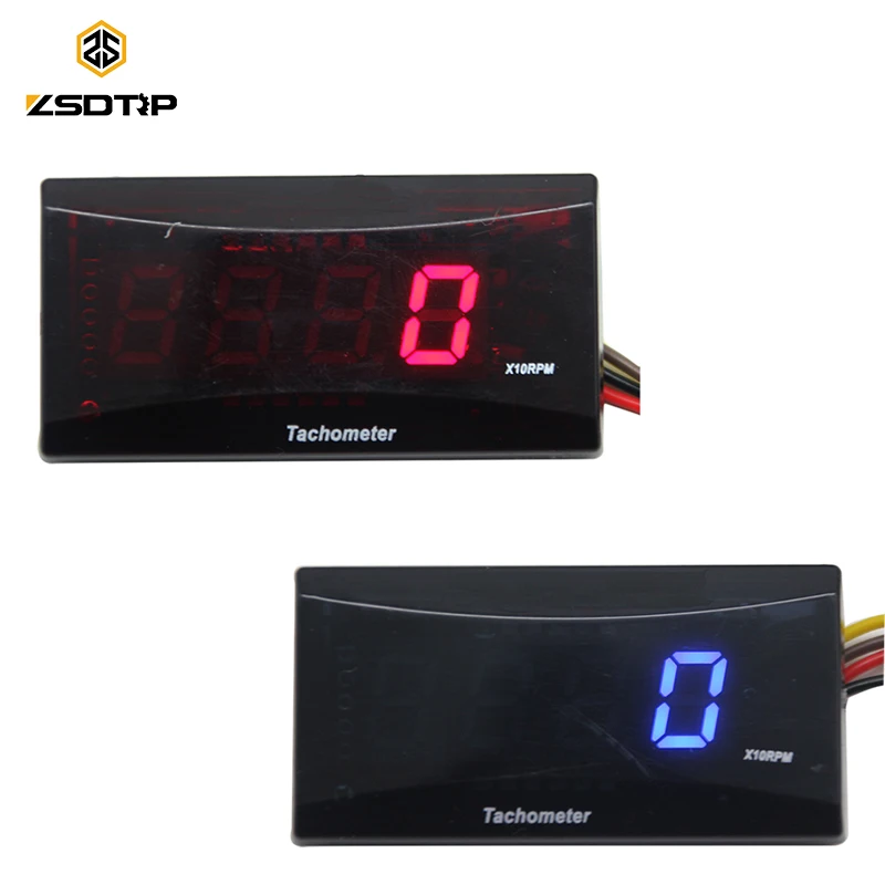 

ZSDTRP Mini RPM Meter Digital LCD Display Engine Tach Hour Meter Tachometer Gauge for Racing Motorcycle BMW Yamaha KAWASAKI