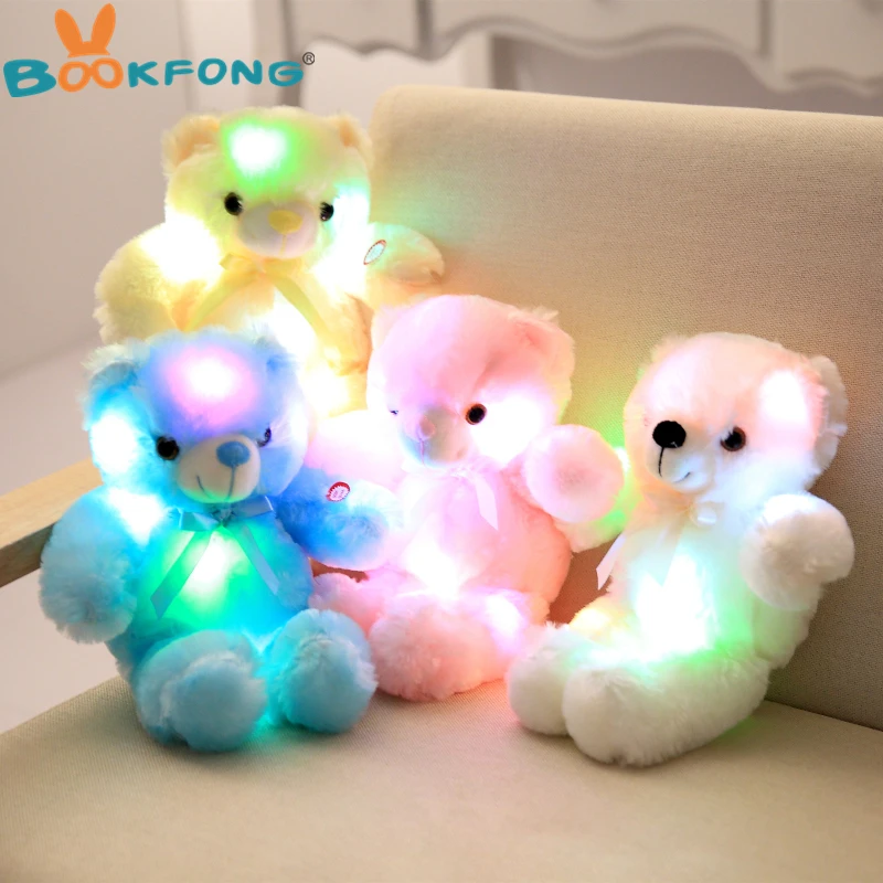 BOOKFONG 30 см романтическая красочная вспышка светодиодный плюшевый мишка плюшевые игрушки куклы детские игрушки детский Декор для рождества, дня рождения