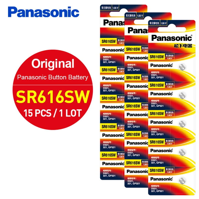 Original Panasonic 15pcs/lot SR616SW Silver Oxide Button Cell Batteries ...