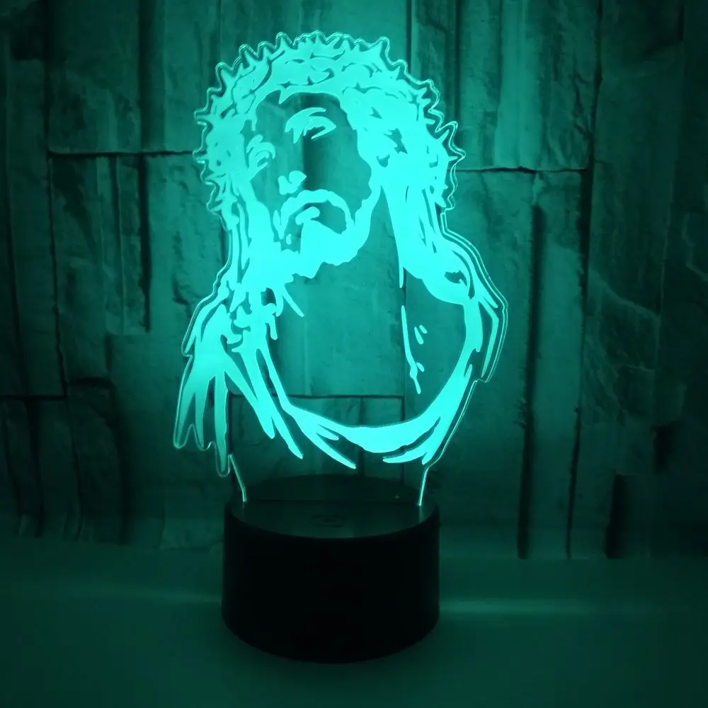 

New Jesus 3d Night Light Touch Colorful Remote Control Creative Holiday Gift Led Small Table 3d Lamp