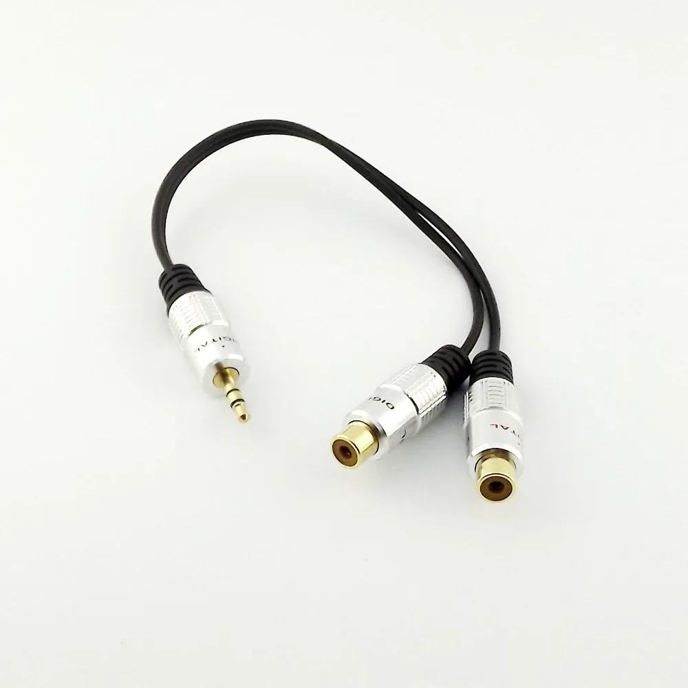 1 шт. 3 5 мм штекер стерео в 2 Twin RCA Phono гнездо AV аудио адаптер кабель 25 см|plug stereo|rca