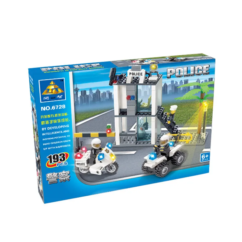 

KAZI Police Command Center Motorcycle Building Blocks Sets Bricks Model Brinquedos Educational Toys for Children 6+ 193pcs 6728