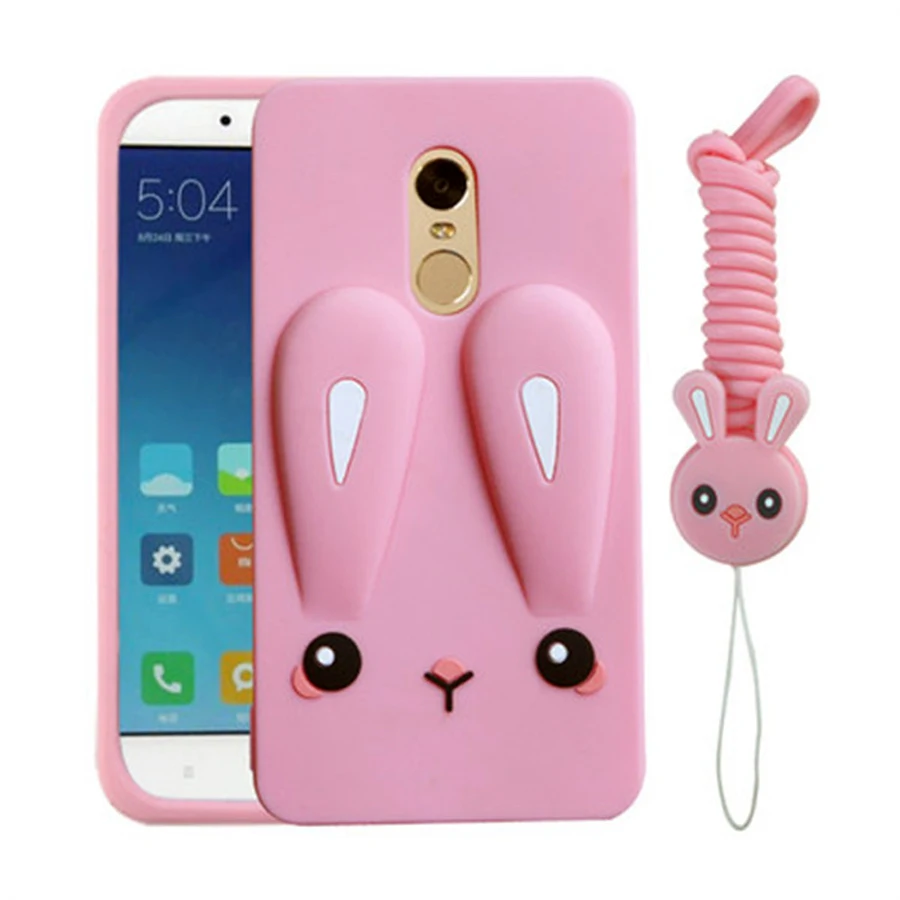 

For xiaomi redmi note 4x case cover cute 3d cartoon rabbit with strap soft silicone shockproof protective phone bag Ritozcase