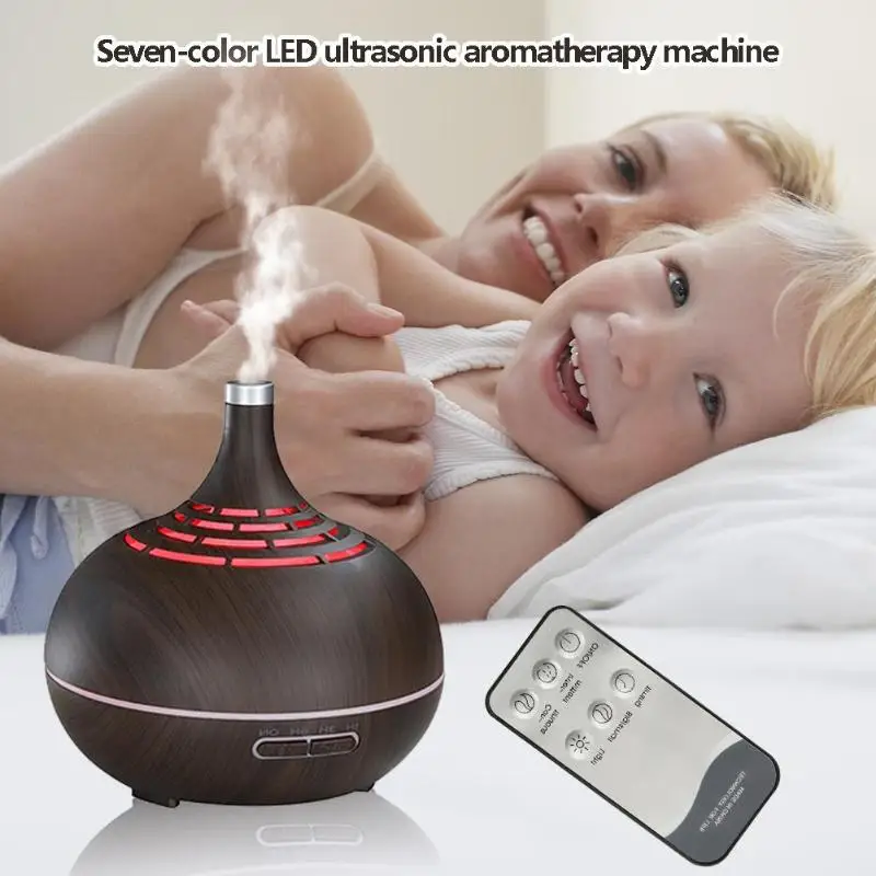 

400ml Remote Control Air Humidifier Timing Wooden Grain Ultrasonic Cool Mist Maker Sprayer Aroma Diffuser with Remote Control