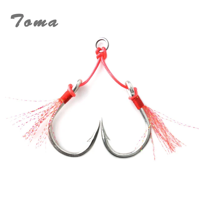 TOMA 2 Sets Fishing Lead Jig Hooks High Carbon Steel Slow Pitch Jigging  Lures Double Assist Hooks Saltwater Jigging Hooks - AliExpress