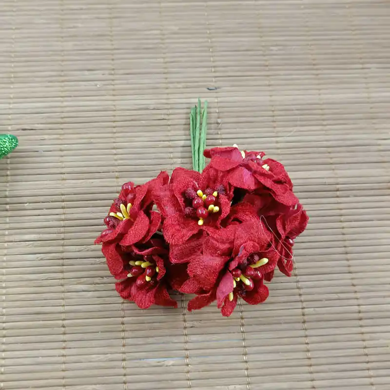 6 шт. A noiva cocar flor cocar doce caixa повязка на голову decorativas flores artificiais flores buques DE rosas simulacao - Цвет: red