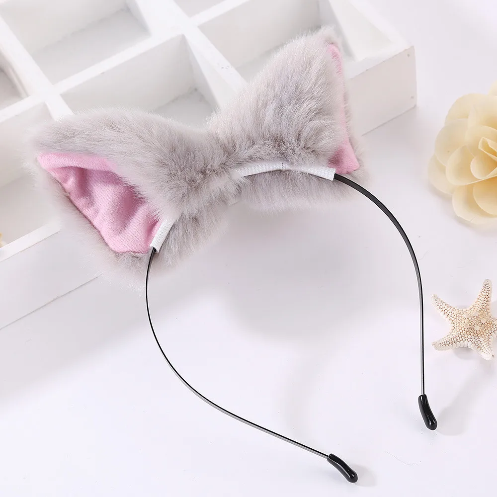 Fox ears Hair Accessories Cute Cat Hairband Women soft Headbands Headband Headwrap Plush Cat Ears Hair Accessories mujer L50