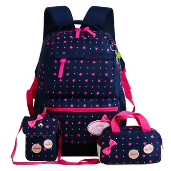 

3pcs/Sets 2018 Women Travel Backpacks Printing School Bag Backpack Canvas Schoolbags for Teenage Girls Students Bag back pack