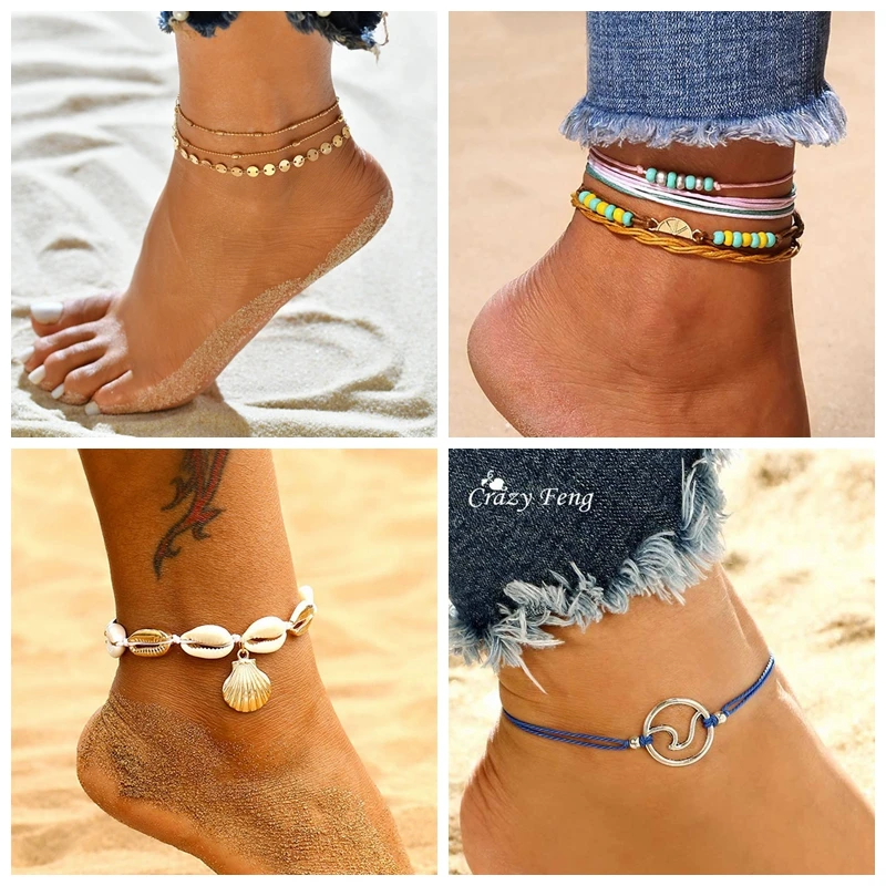 

2019 Bohemian Anklets Bracelet For Women Sea Shell Conch Chain Anklet Boho Summer Beach Foot Jewelry Accessories