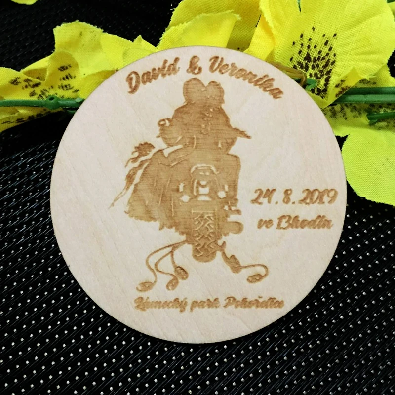 Personalized Wedding Fridge Magnet Engraved Rustic Vintage