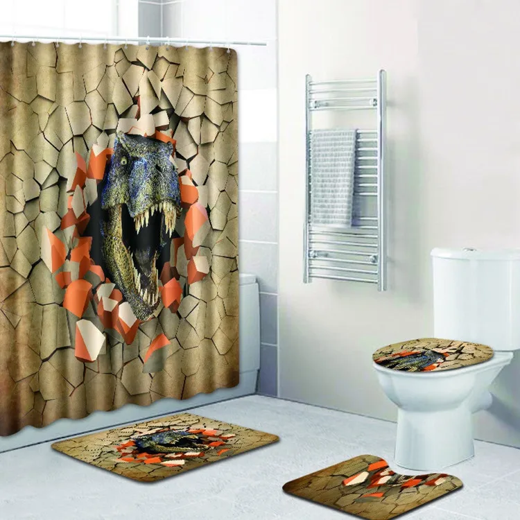 4 шт. милый собачий Баньо Paspas ванная комната ковер Туалет u-тип Набор ковриков для ванной нескользящие Tapis Salle De Bain Alfombra Bano - Цвет: As Picture