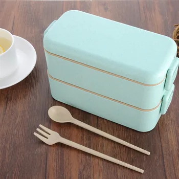 

Japanese straw lunch box student canteen lunch box adult working meal lunch office double lunch box girl LM5221745
