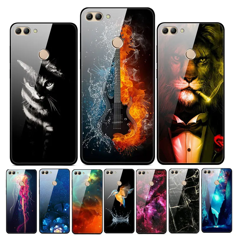

Hard Case For Huawei Y9 2018 Case Tempered Glass Back Housing Silicone Bumper Phone Covers For Huawei Y9 2018 FLA-LX1 Y 9 Y92018