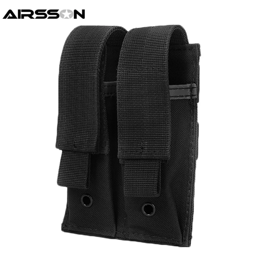 9MM Nylon 600D Tactical Clip Molle Dual Double Pistol Magazine Pouch