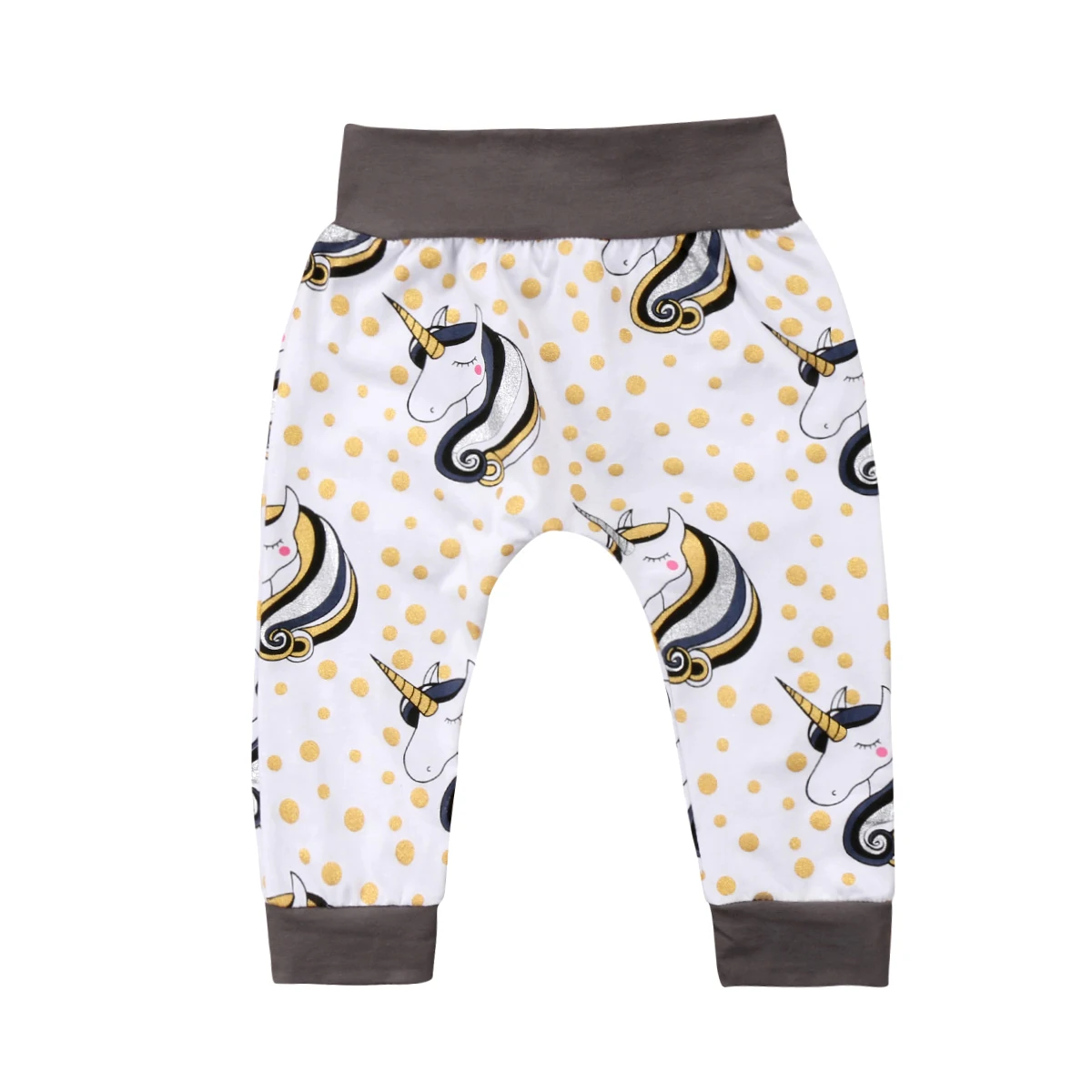2018 Toddler Baby Boy Girl Unicorn Pattern Polka Dot Haren Pants Long